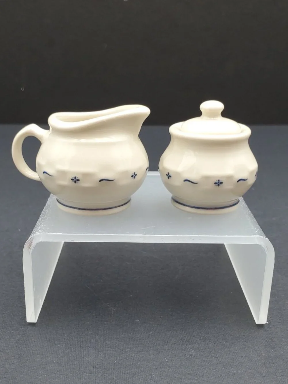 Longaberger Collectors Club Miniature Sugar and Creamer Classic Blue Mini Set